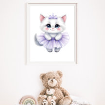 Sweet White Kitten Princess in Purple Tutu Royal