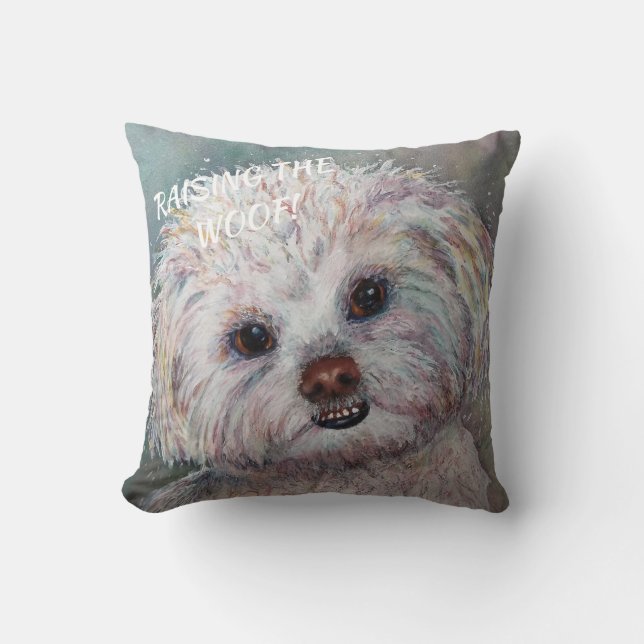 SWEET WHITE MALTESE YORKIE MIX CUSHION (Front)