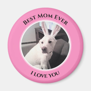 Sweet White Puppy Dog With Easter Bunny Ears Mum Magnet
