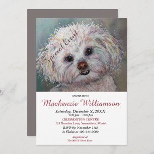 SWEET WHITE SHIH TZU WISHES HAPPY BIRTHDAY INVITATION