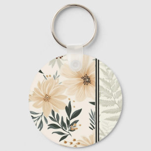 Sweet white wildflowers flowers key ring