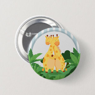 Sweet Wild Giraffe Twins Safari Jungle Double Hugs 6 Cm Round Badge