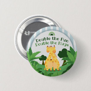 Sweet Wild Giraffe Twins Safari Jungle Double Hugs 6 Cm Round Badge