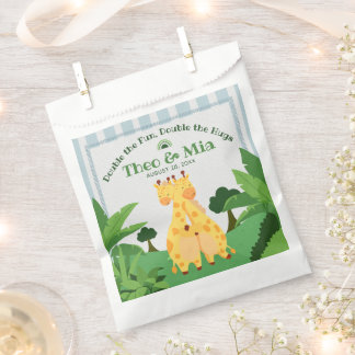 Sweet Wild Giraffe Twins Safari Jungle Double Hugs Favour Bag