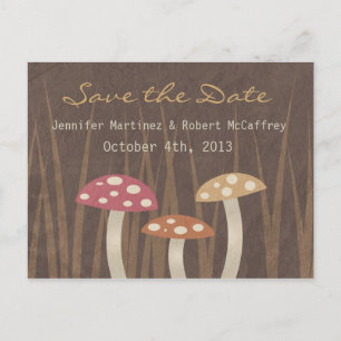 Sweet Wild Mushroom Wedding Save the Date Postcard