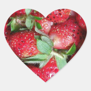 Sweet Wild Strawberries Heart Sticker