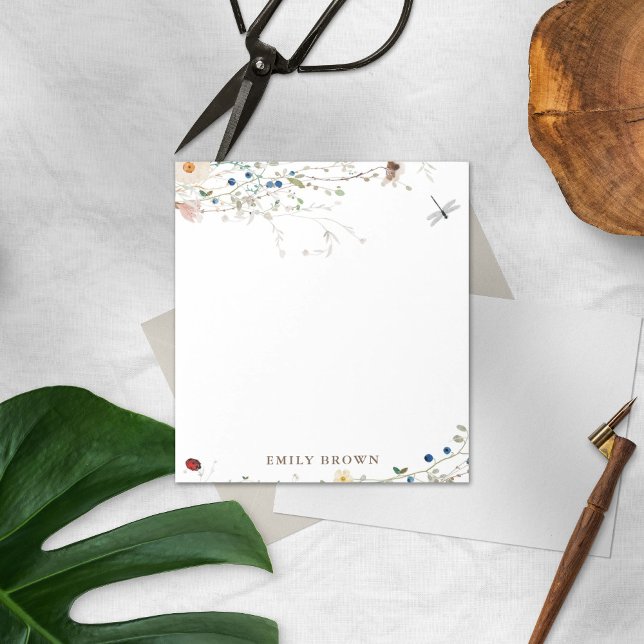 Sweet Wildflower and Lady Bug Personalised Notepad (Creator Uploaded)