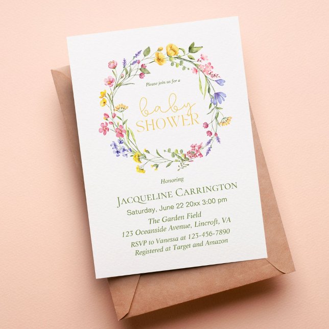 Sweet Wildflower Baby Girl Shower Invitation (Creator Uploaded)