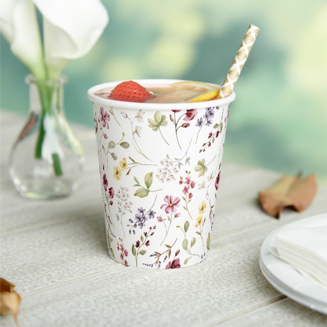 Sweet Wildflower Baby Shower Paper Cups (Insitu)