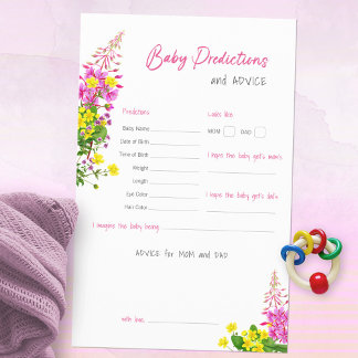 Sweet Wildflower Baby Shower Predictions Game