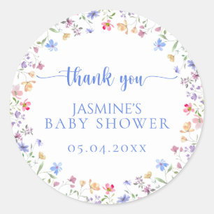 Sweet Wildflower Baby Shower Thank You Favour Classic Round Sticker