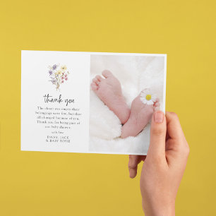 Sweet Wildflower Photo Baby Shower Thank You Card