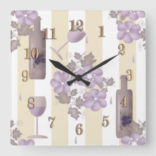 Sweet wine #wine square wall clock