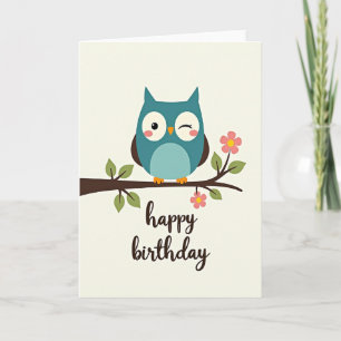 Sweet Winking Bird Birthday Card