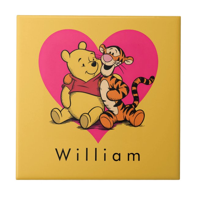 Sweet Winnie the Pooh & Tigger Ceramic Tile (Front)