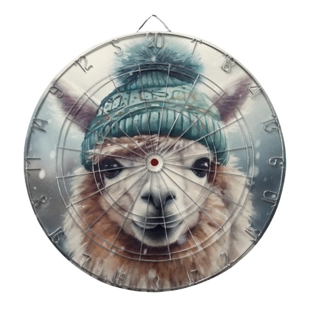 Sweet Winter Alpaca, custom Dartboard (Front)