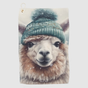 Sweet Winter Alpaca, custom Golf Towel