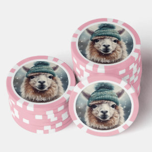 Sweet Winter Alpaca, custom Poker Chips