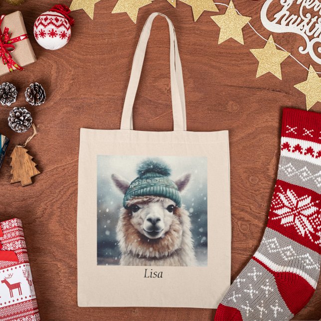 Sweet Winter Alpaca, custom Tote Bag (Creator Uploaded)