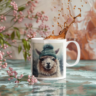 Sweet Winter Alpaca Two-Tone Coffee Mug