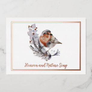 Sweet Winter bird and snow custom Christmas Foil Holiday Card