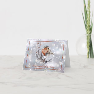 Sweet Winter bird and snow custom Holiday Card