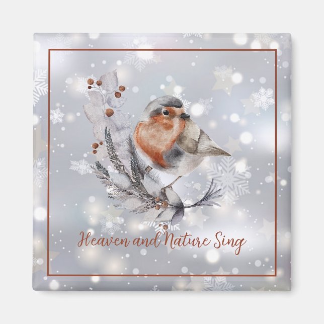 Sweet Winter bird and snow custom Holiday  Magnet (Front)