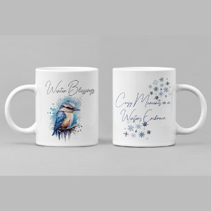 Sweet Winter Bird Cosy Watercolor Two-Tone Coffee Mug