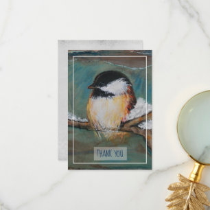 Sweet Winter Chickadee Bird Painting Thank You
