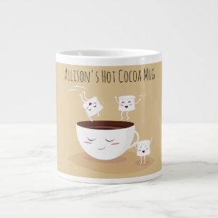 Sweet Winter Fun with Smiling Marshmallows Large Coffee Mug