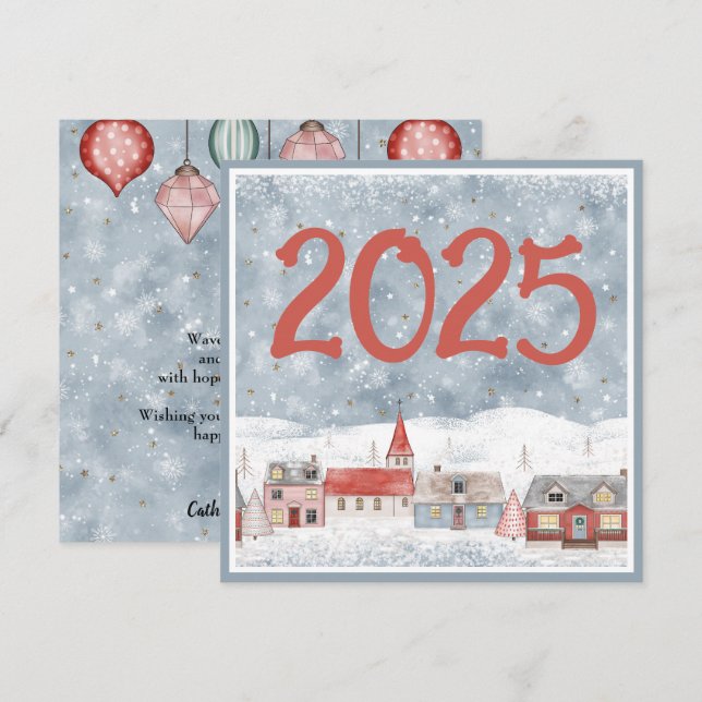 Sweet Winter Landscape 2025 New Years Holiday Card (Front/Back)
