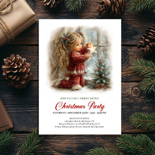 Sweet Winter Scene Cosy Girl Christmas Party  Invitation