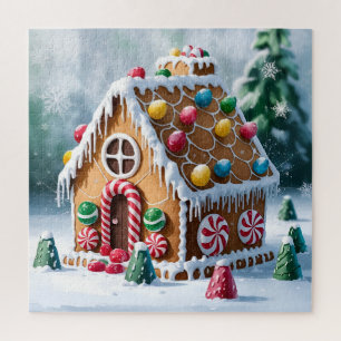 Sweet Winter Wonderland:Whimsical GingerbreadHouse Jigsaw Puzzle