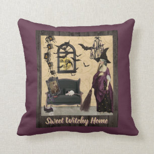 Sweet Witchy Home Purple Cushion