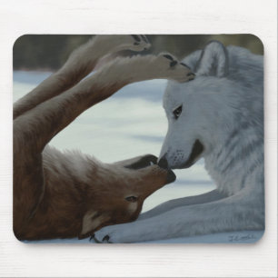 Sweet wolf couple mouse pad
