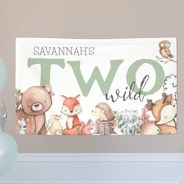 Sweet Woodland Animal 2nd Birthday Party  Banner (Creator Uploaded)