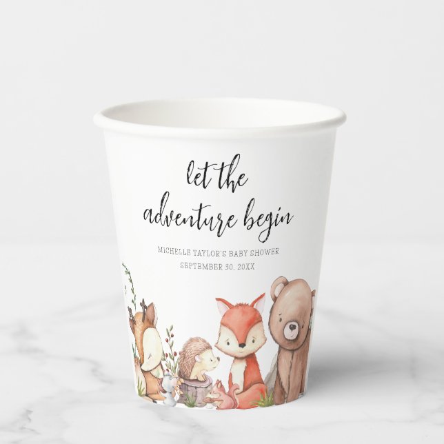 Sweet Woodland Animal Baby shower Paper Cups (Front)