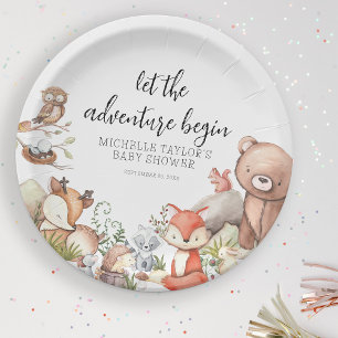 Sweet Woodland Animal Baby shower Paper Plates