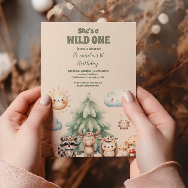 Sweet Woodland Animals 1st Birthday Invitation (Creator Uploaded)