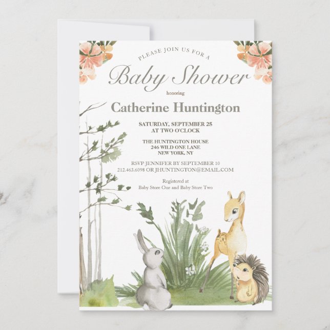 Sweet Woodland Animals Baby Shower Books for Baby  Invitation (Front)