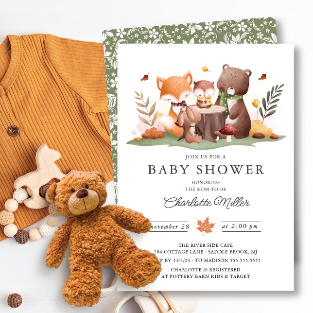Sweet Woodland Animals Baby Shower Invitation (Creator Uploaded)