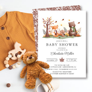 Sweet Woodland Animals Baby Shower Invitation