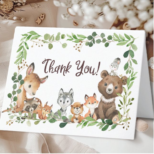 Sweet Woodland Animals Baby Shower Thank You Note (Creator Uploaded)