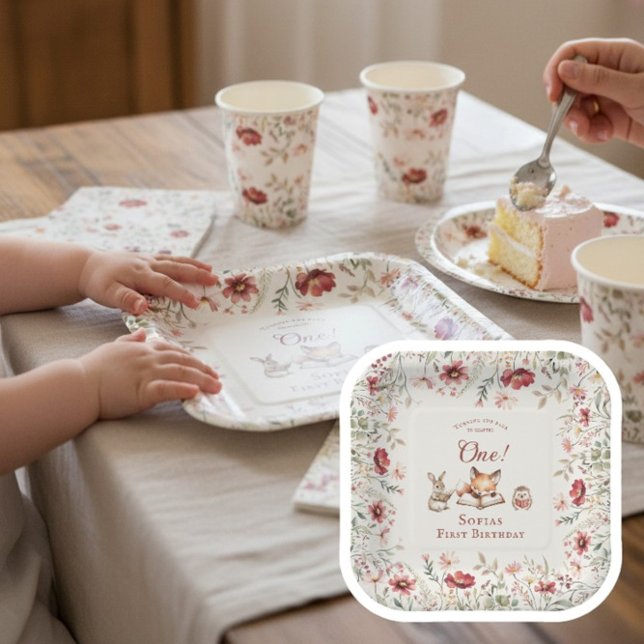 Sweet Woodland animals "Chapter One" Birthday  Paper Plate (Creator Uploaded)