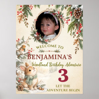 Sweet Woodland Bunny Photo Birthday Adventure Poster