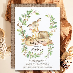 Sweet Woodland Deer Baby Shower Invitation