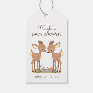 Sweet Woodland Deer Twin Baby Favour Gift Tags