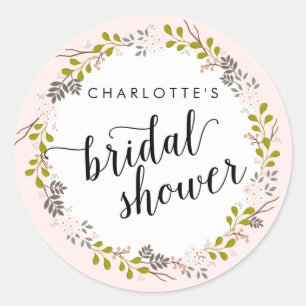 Sweet Woodland Floral Garden Bridal Shower Classic Round Sticker