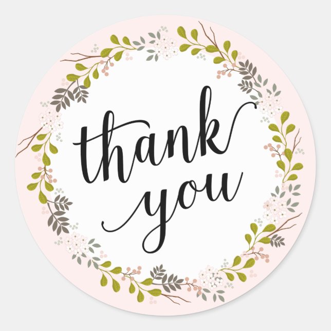 Sweet Woodland Floral Garden Thank You Sticker (Front)