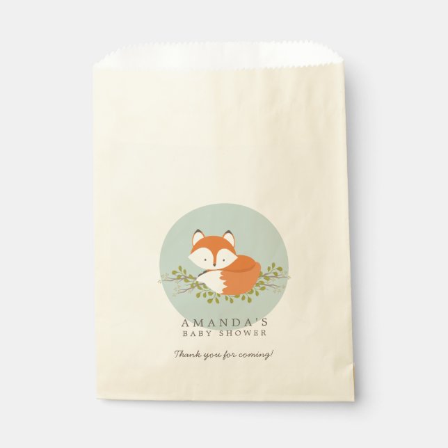 Sweet Woodland Fox Nature Baby Shower Favour Bag (Front)